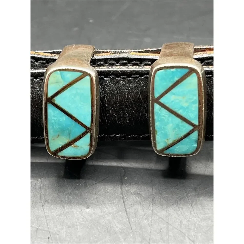 Douglas Magnus Heartline Santa Fe Turquoise Inlay Sterling Silver 925 Buckle 90s